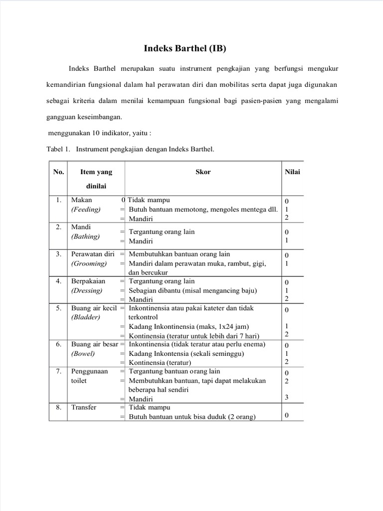 Indeks Barthel | PDF