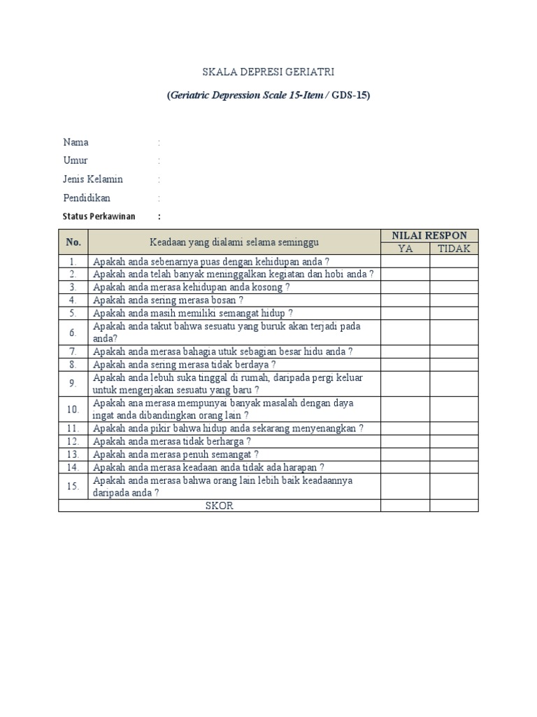 Geriatric Depression Scale | PDF