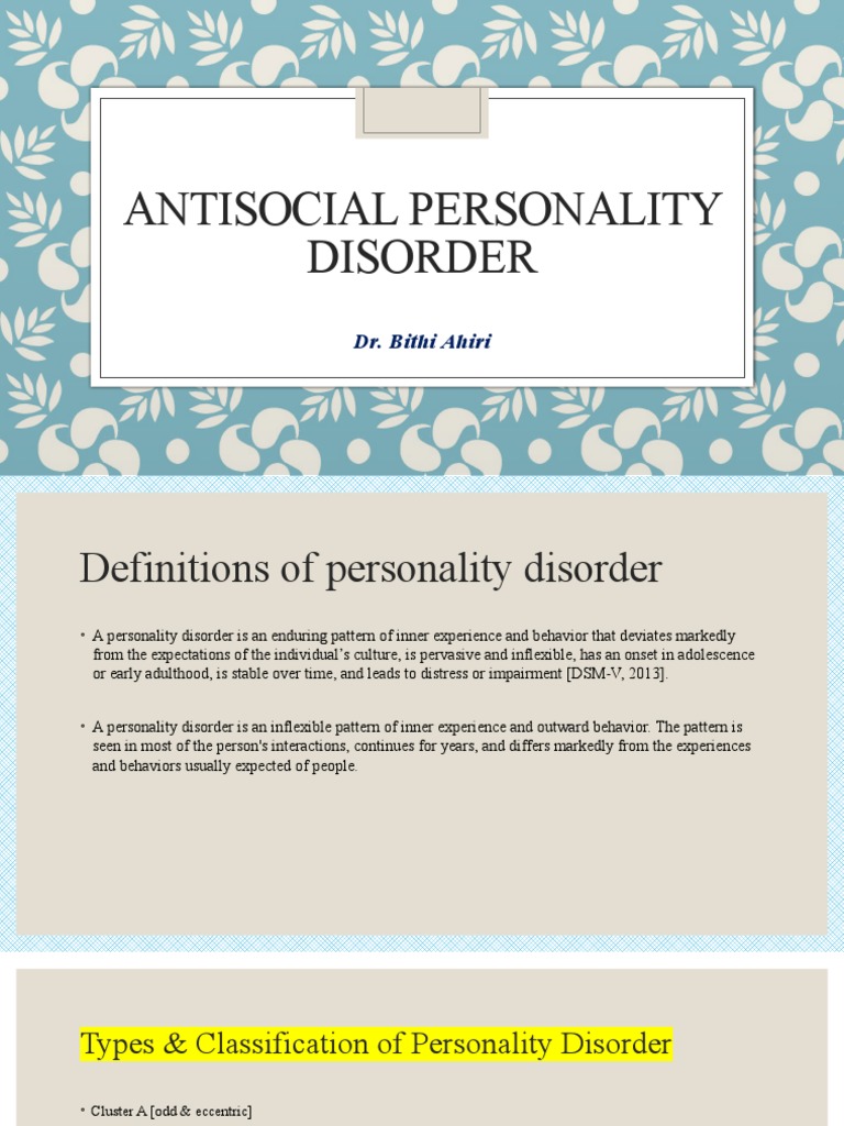 Personality Disorder PDF Personality Disorder Antisocial