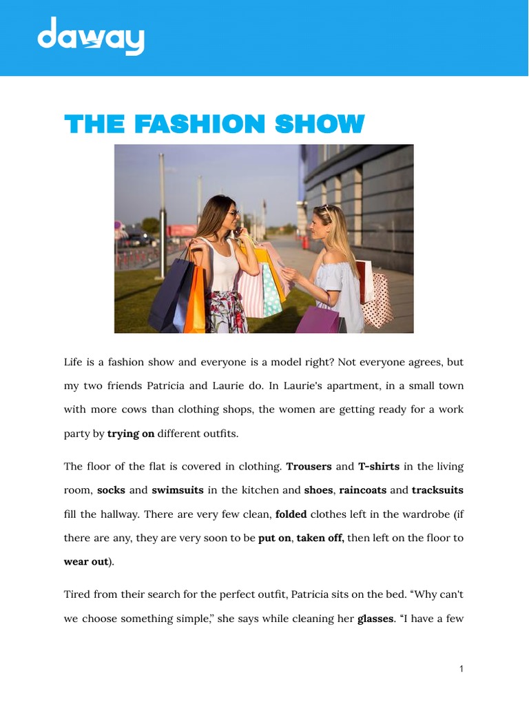 B1 - Vocabulary Story - The Fashion Show - Daway | PDF | Sweater | Clothing