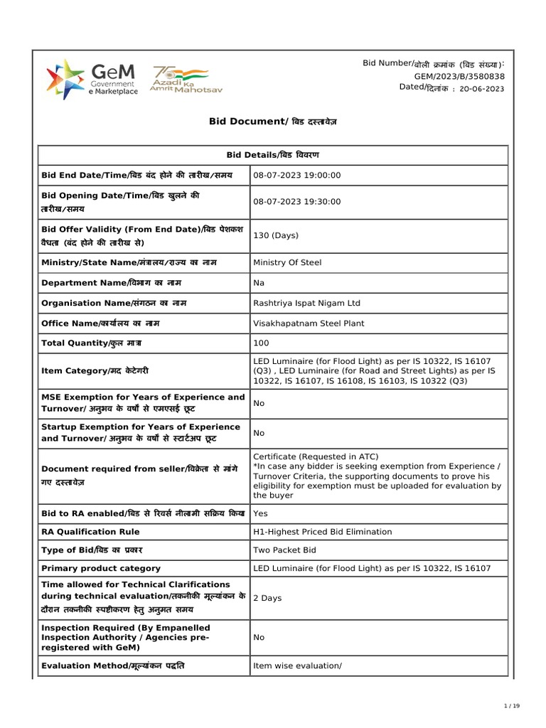 LED Luminaire Bid Details for 2023 | PDF | Alternating Current ...