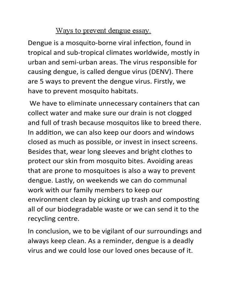 anti dengue essay in english