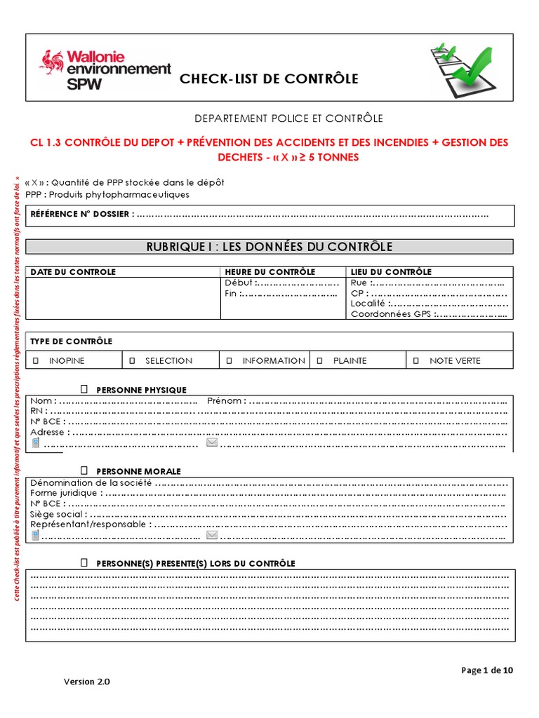 Check-list de contrôle des dépôts PPP | PDF | Déchets