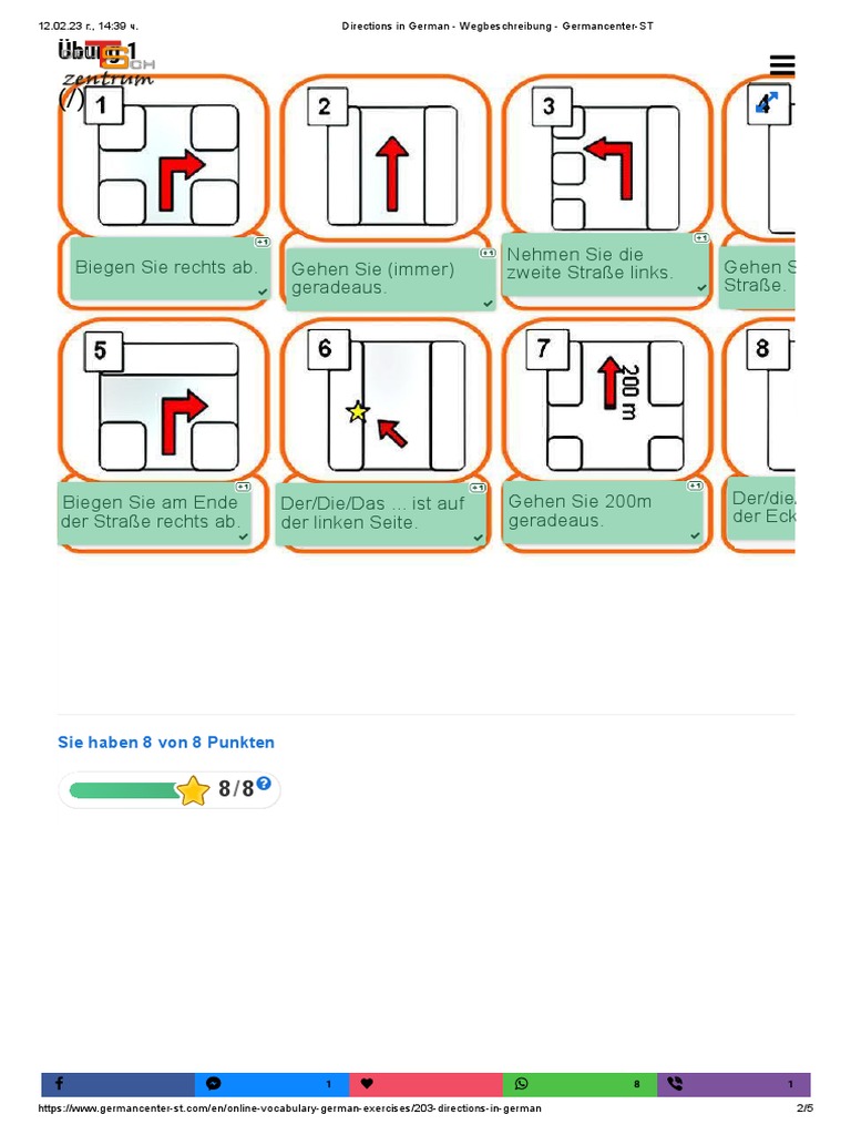 Directions in German - Wegbeschreibung - Germancenter-ST | PDF
