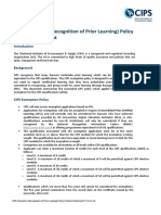 CIPS Exemption - Recognition of Prior Learning - Policy Position Statement