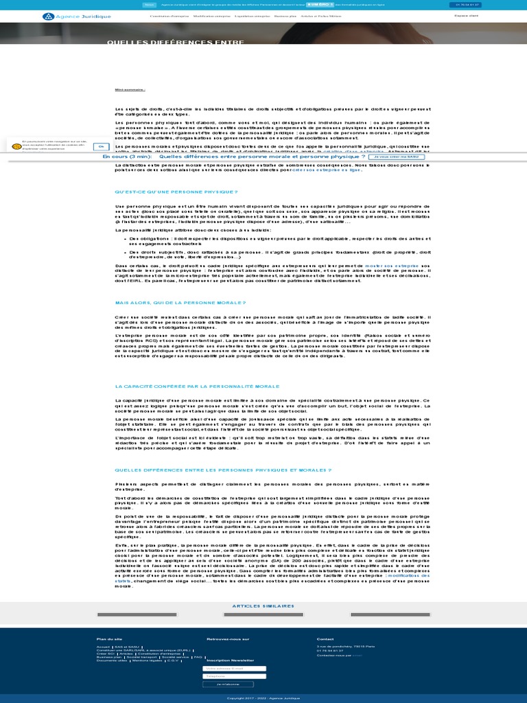 La Différence Entre Une Personne Morale Et Physique | PDF | Business ...