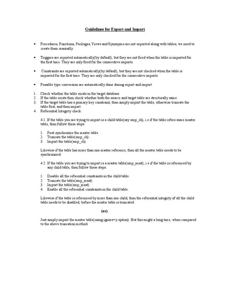 Guidelines For Export and Import | PDF | Databases | Information ...