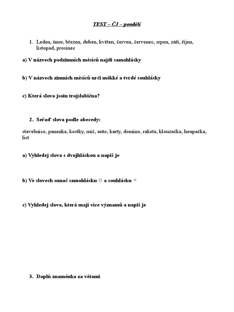 Test ČJ | PDF