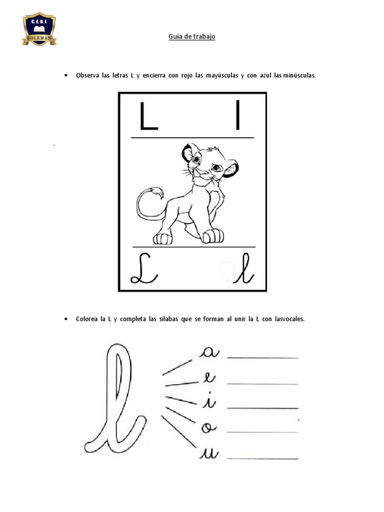 Actividades para la letra L | PDF | Artes del Lenguaje y Comunicación