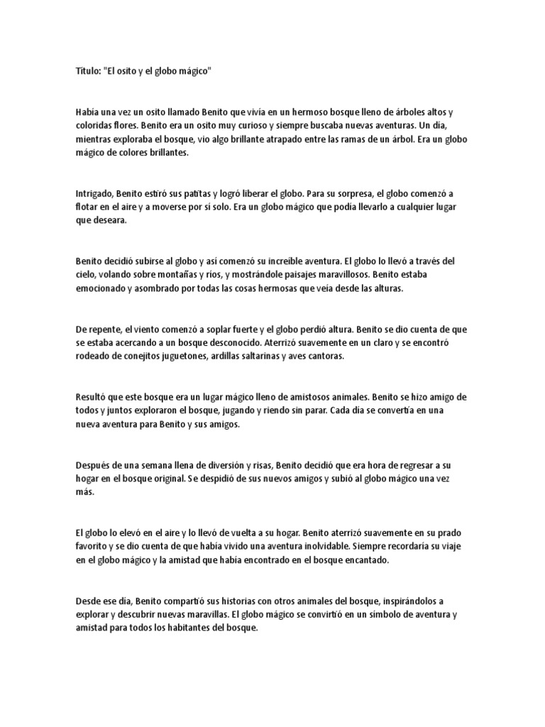 El Osito y El Globo Mágico | PDF | Arte | Ficción general