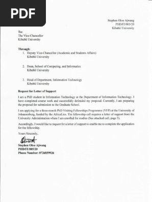 Reqeust for Letter of Support