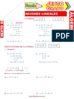 Inecuaciones Lineales para Sexto Grado de Primaria