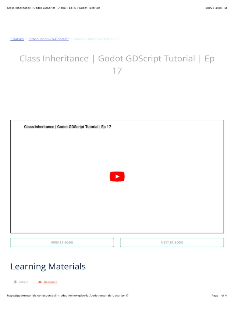 Class Inheritance Godot GDScript Tutorial Ep 17 Godot Tutorials | PDF ...