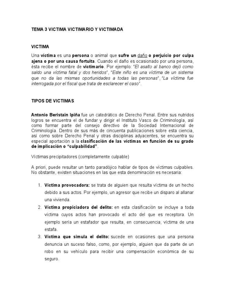 Diferencias entre víctima y victimario | PDF | Victimologia | Derecho penal
