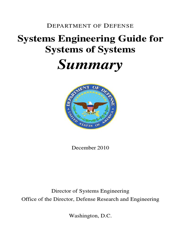 Summary Systems Engineering Guide for Systems of Systems PDF