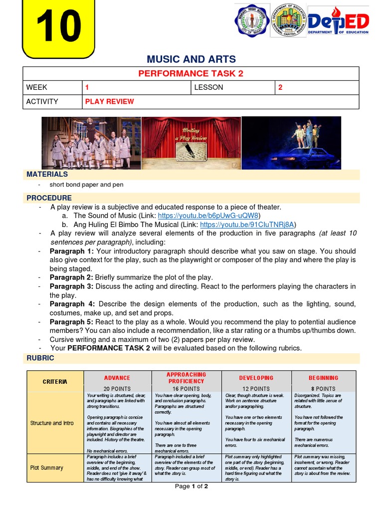 Student Play Review Guide | PDF | Plot (Narrative) | Cognition