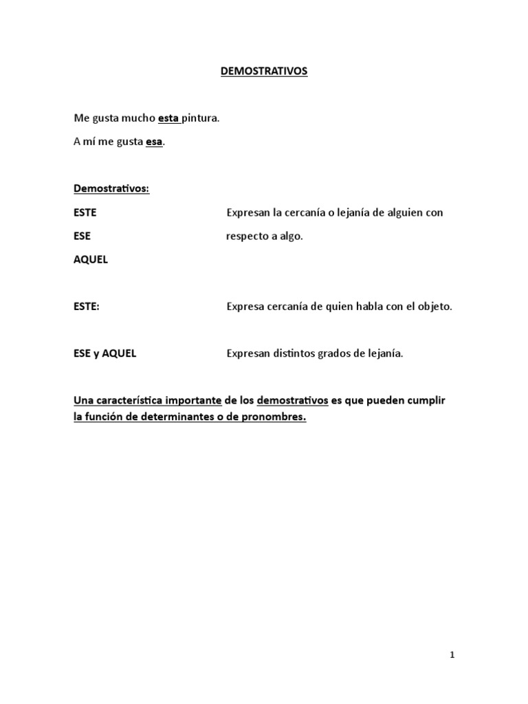 Uso de Demostrativos en Español | PDF | Artes del Lenguaje y ...