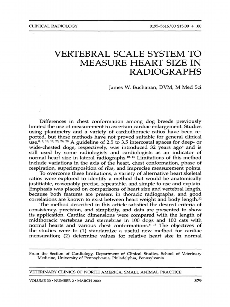 Vertebral Scale System To Measure Heart Size in Radiographs PDF