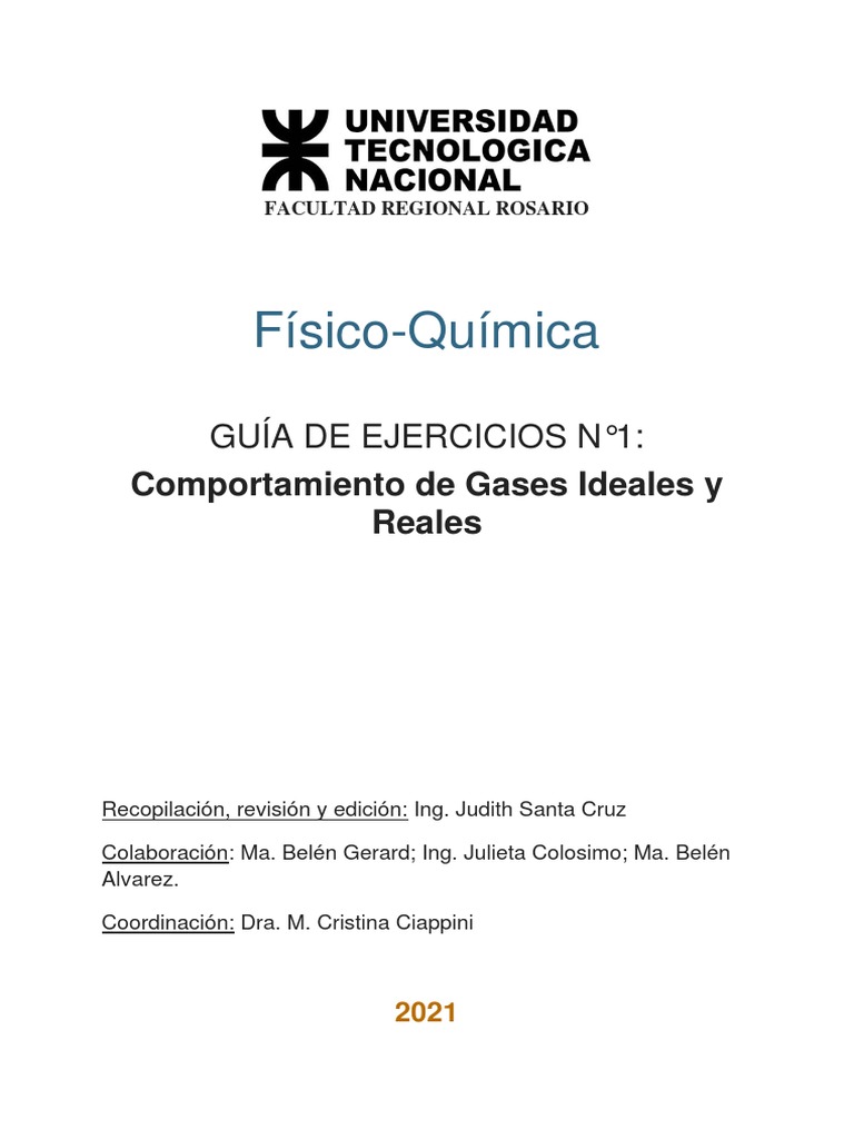 Guía N°1 - Gases Ideales y Reales 2021 v.3 | PDF | Gases | Probabilidad ...