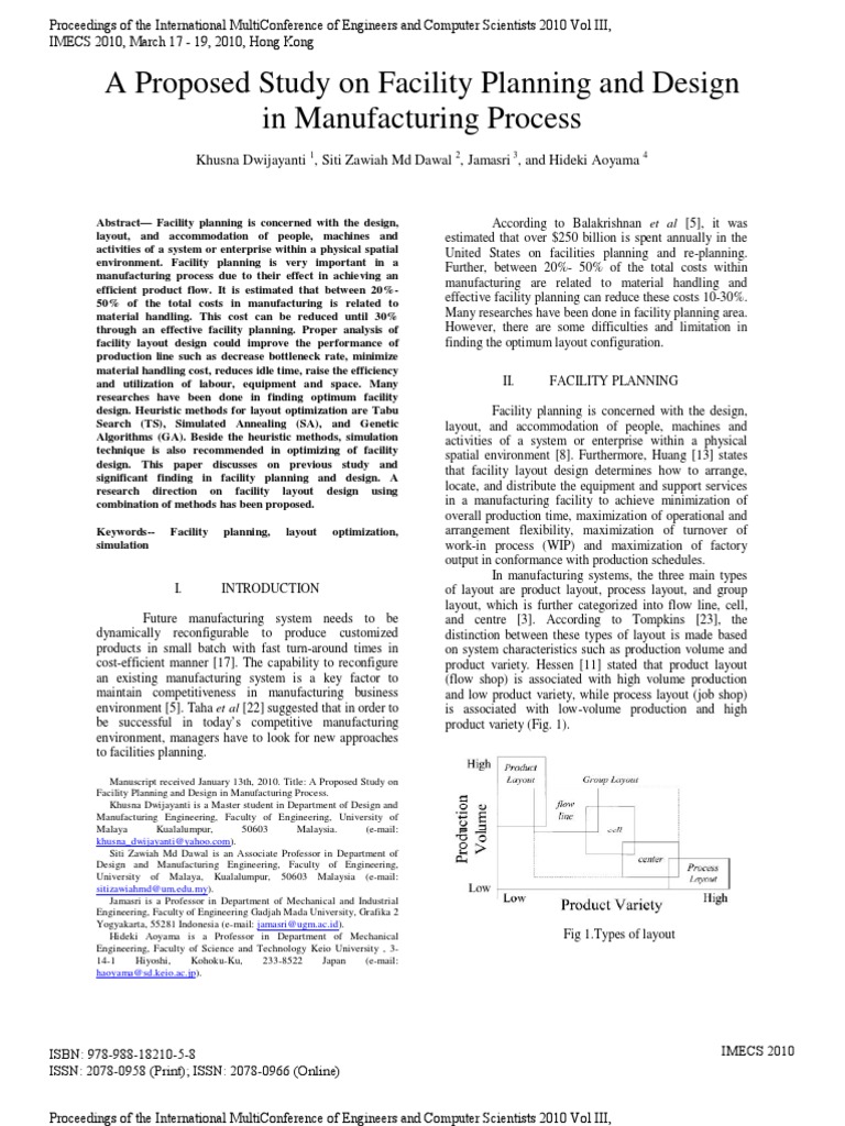 Facility Planning in Manufacturing Design | PDF | Genetic Algorithm ...