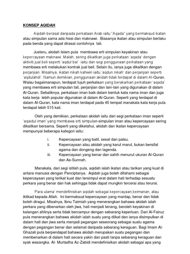 Konsep Aqidah Pdf