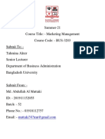 Marketing Management - Summer-21 - Mid Term Assignment