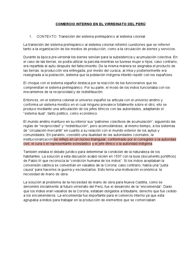 Comercio interno en el virreinato del Perú | PDF | Mercantilismo | Comercio