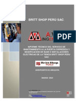 Informe Técnico Del Mantenimiento de La Puerta Corrediza e Ii - Ee en Britt Shop Peru Sac