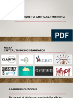 Barries To Critical Thinking Students Slides