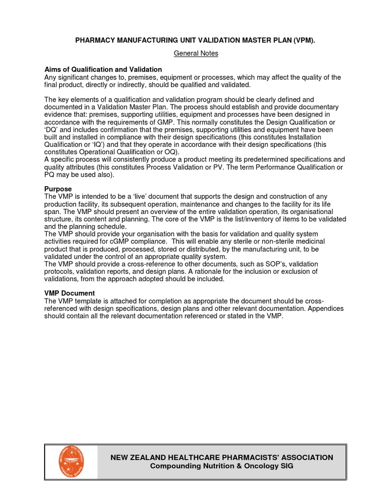 Validation Master Plan Example - Long | PDF | Verification And ...