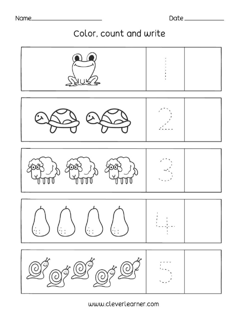Count and Write 01 Free Preschool Worksheet | PDF