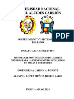 Ensayo Sistemas de Sostenimiento de Labores Mineras para La Prevensión de Estallidos de Rocas y Derrumbes