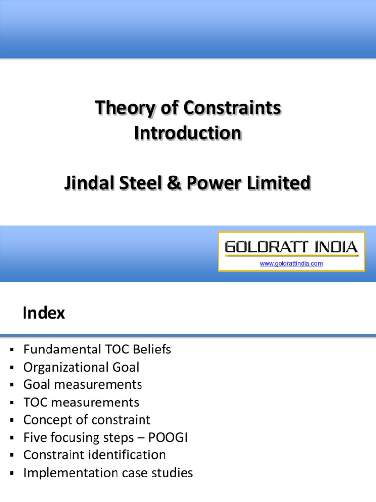 TOC Introduction PDF Return On Investment Goal