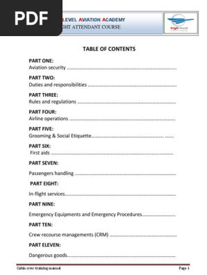 ビジネス・経済 CABIN ATTENDANT MANUAL 1 Cabin Crew Training Manual Overview | PDF | Airport | Airport Security