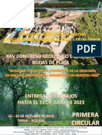 Primera Circular XXV Congreso Geologico Boliviano - Tarija Bolivia - 2023-Bodas de Plata