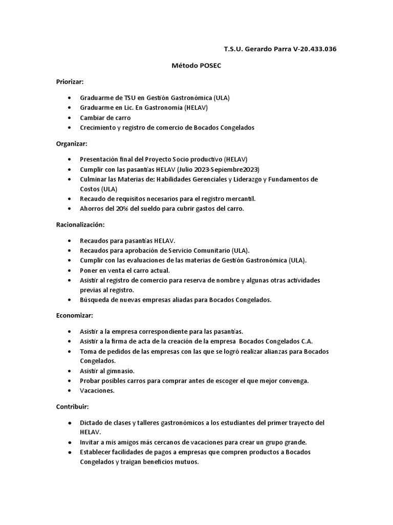 Método POSEC | PDF | Mercado (economía) | Economias