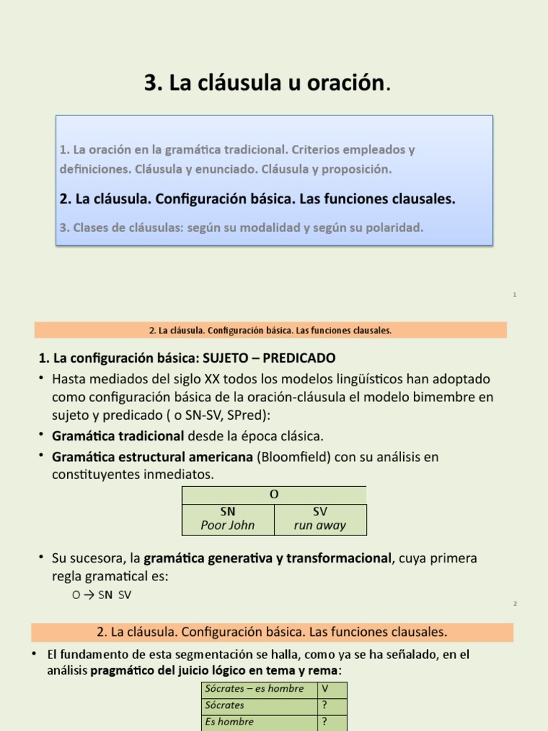 Definición y funciones de la cláusula | PDF | Oración (Lingüística ...