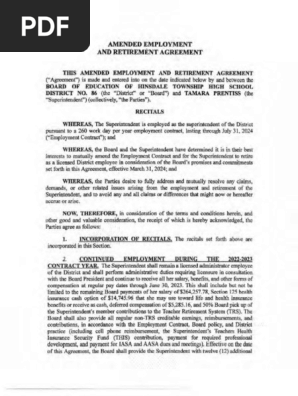 Severance Agreement For District 86 Superintendent Tammy Prentiss | PDF