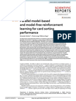 Parallel Model Based and Model Free Reinforcement Learning For Card Sorting Performance