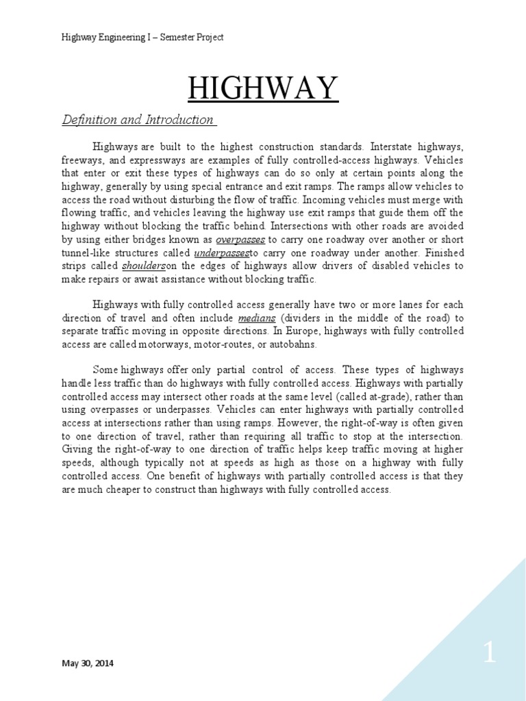 Highway 1 Porj Pdf Controlled Access Highway Traffic