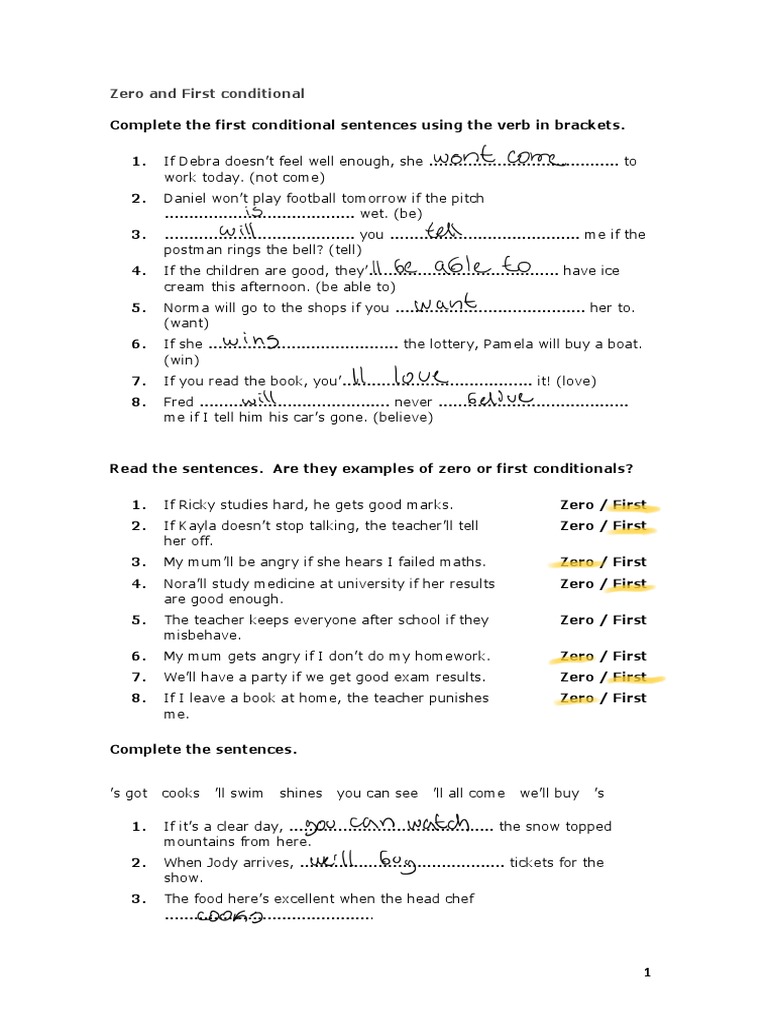 Zero and First Conditional Exercises | PDF | Language Arts & Discipline