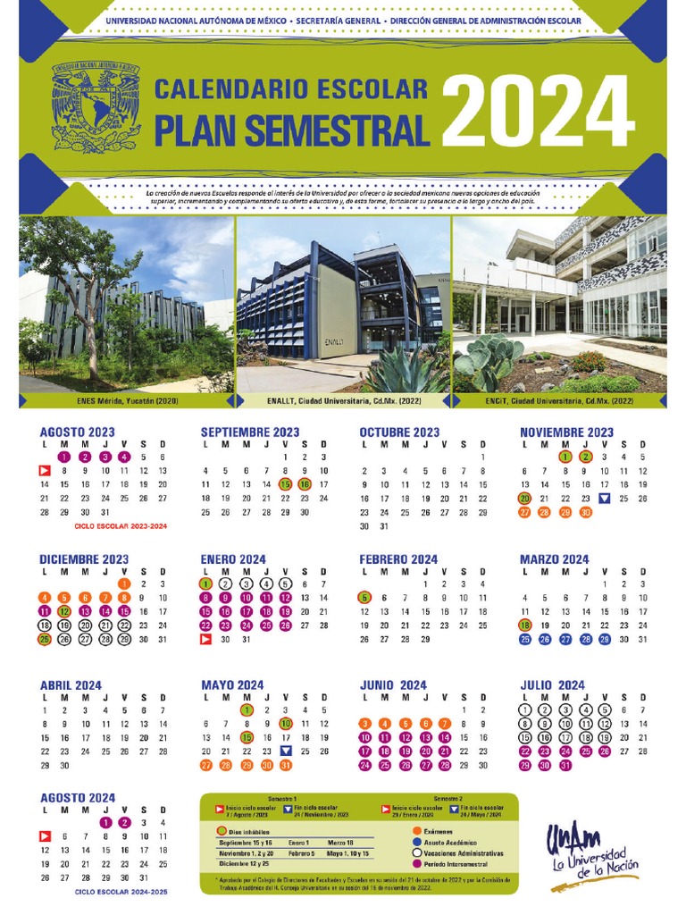 Calendario UNAM Ciclo Escolar 20232024 PDF