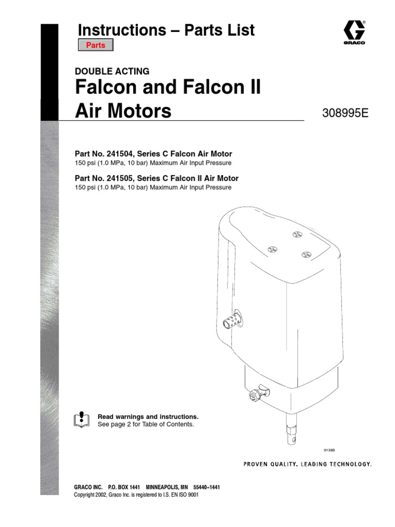 Falcon and Falcon II Air Motors: Instructions - Parts List | PDF ...