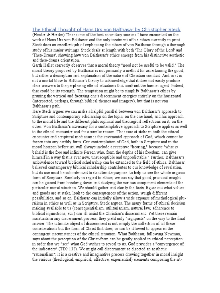 Balthasar | PDF | Theology | Reason