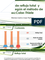 Razón de Reflujo Total Mínimo Según El Método de McCabe-Thiele