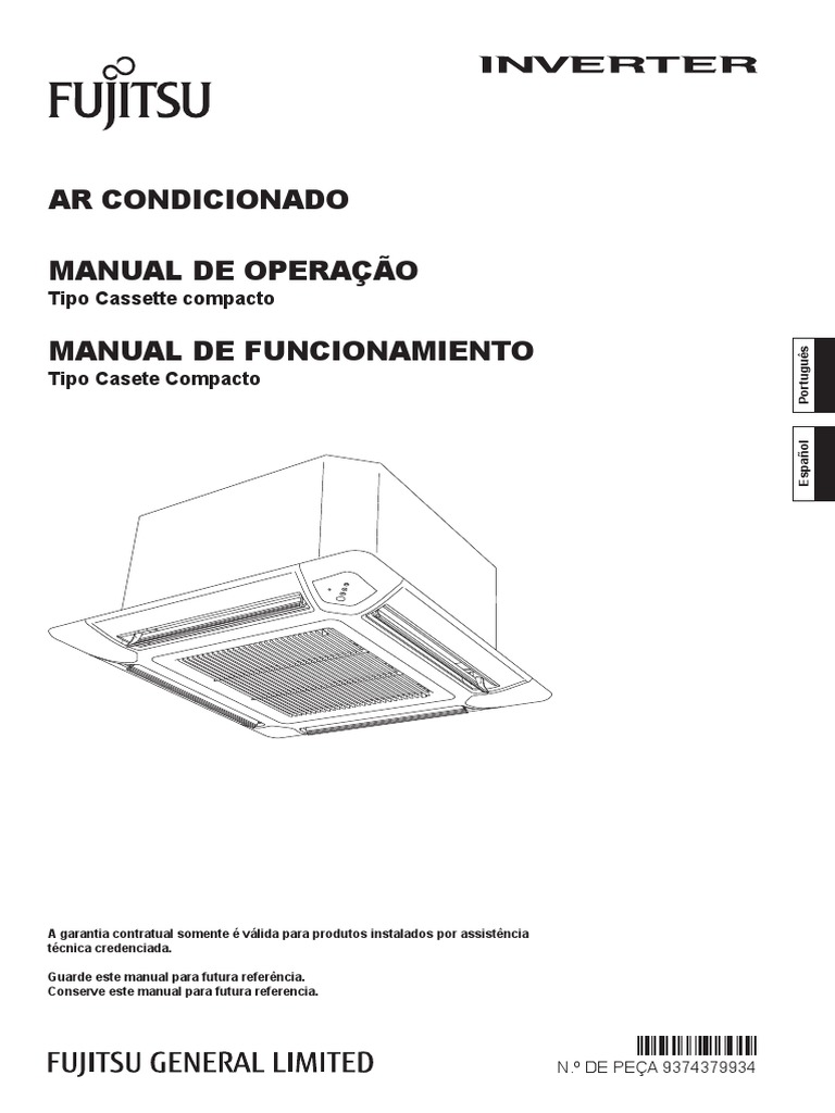 Ar Condicionado Split Cassete Inverter Fujitsu 23000 Btus Quentefrio 220v  Monofasico Aubg24lvba 2558 Manual, PDF, Ar condicionado