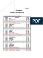 Ñuble Alimentos Lista de Precios General: Código Producto Precio