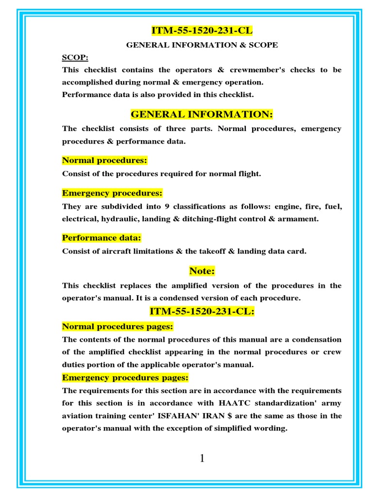 Helicopter Emergency Procedures Checklist | PDF | Helicopter Rotor ...