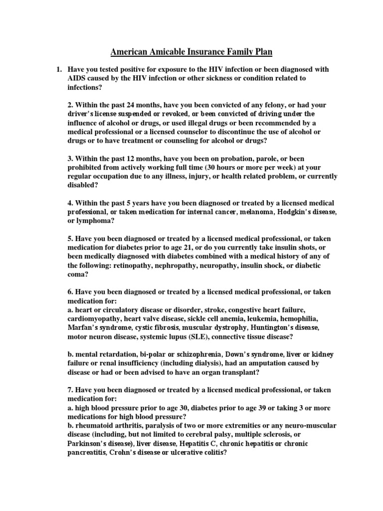 American Amicable Insurance Family Plan | PDF | Chronic Obstructive ...