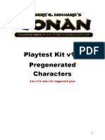 Conan Modiphius Playtest Kit v1.5 Pregenerated Characters